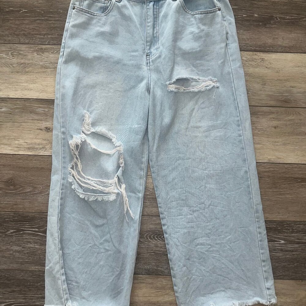 Juniors jeans 11 great smoky high waist mom fit baggy cropped EUC‎